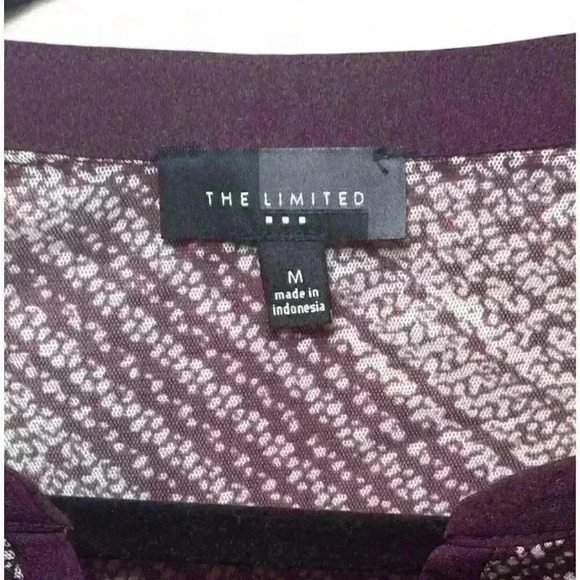 The Limited Women's Maroon V-Neck Geometric Print Blouse Size Medium - Picture 3 of 7